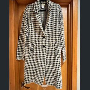 🧥 Max Studio Houndstooth Midi Coat – XL | Curve Friendly Winter Layer